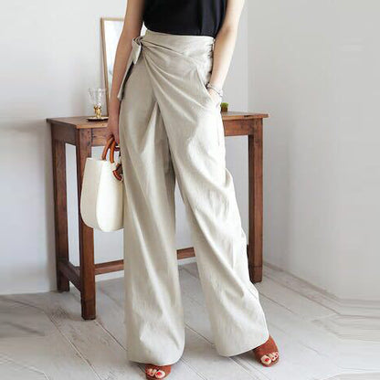 Women Fashion Casual Solid Color Loose High-Waist Pants