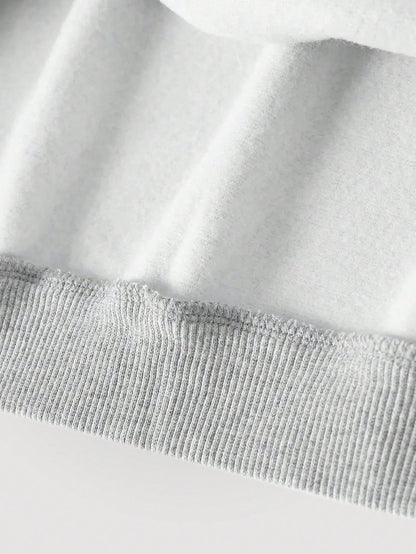 Sudadera informal holgada de manga corta con cuello en V para mujer