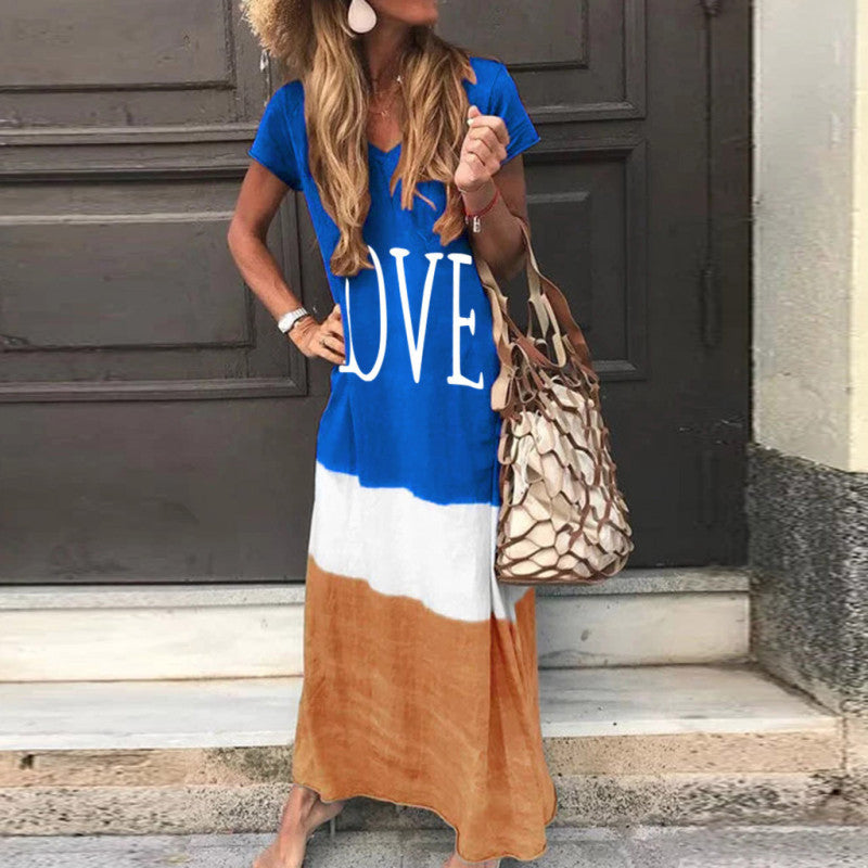 Women Fashion Plus Size Casual Love Letter Print Dress