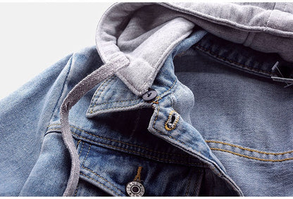 Chaqueta vaquera con capucha de manga larga informal de moda para mujer