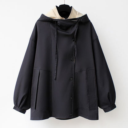 Gabardina de longitud media para mujer, estilo urbano, informal, con bloques de color, para invierno y otoño