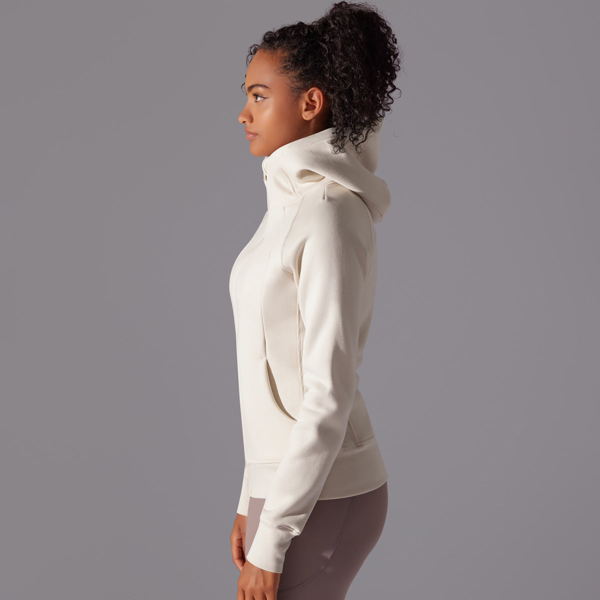 Women Casual Outdoor Running Sport Zip Hooded Top