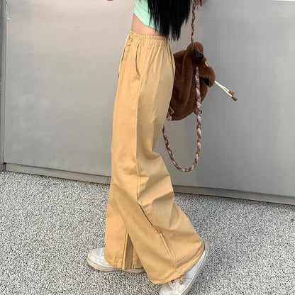 Plus Size Women Casual High Waist Loose Comfortable Straight Casual Cargo Pants