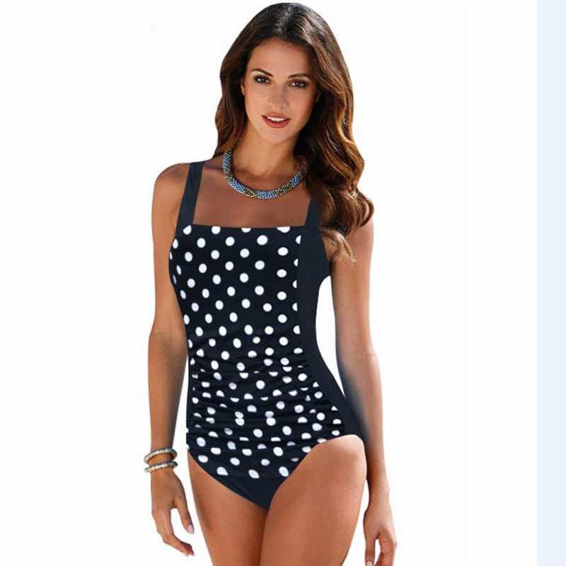 Traje de baño de una pieza con estampado de lunares informal de verano para mujer