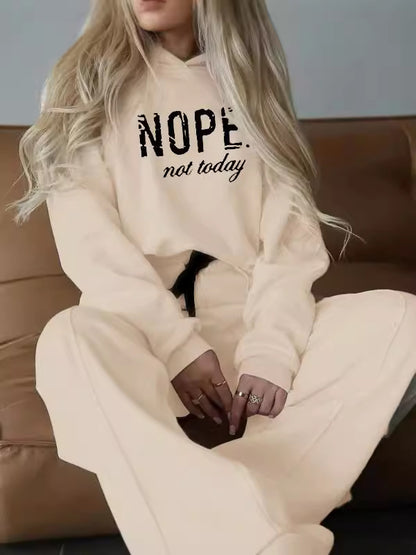 Autumn And Winter Athleisure Women Fashion Casual Letter Hoodie Sports Thickened Pants Two-Piece Set