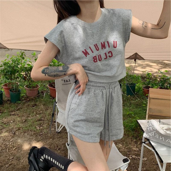 Casual Fashion Women Summer Short-Sleeved T-Shirt Sportswear Shorts Two-Piece Set