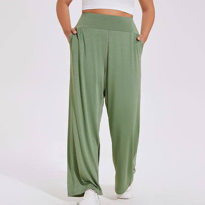 Pantalones acampanados deportivos de cintura alta para mujer, informales, de talla grande, para yoga y fitness