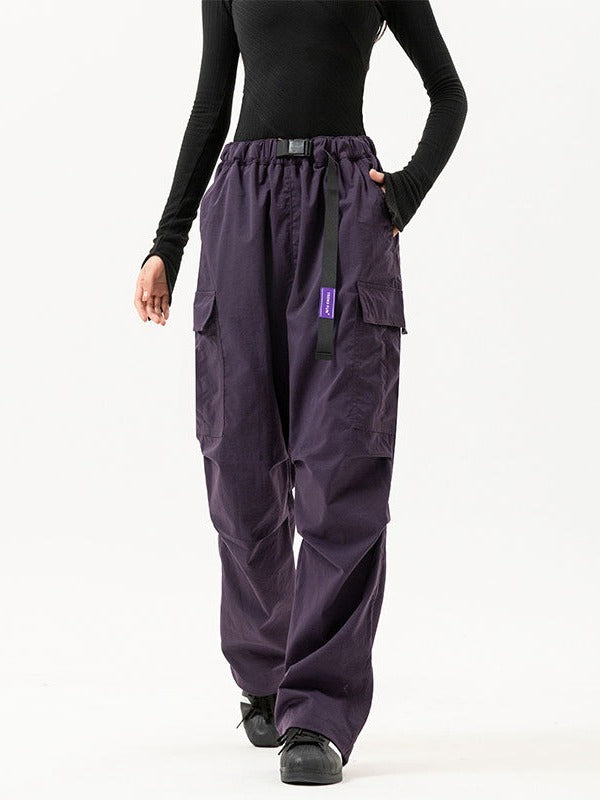 Fashion Women Multi-Pocket High Waist Wide Leg Casual Cargo Pants