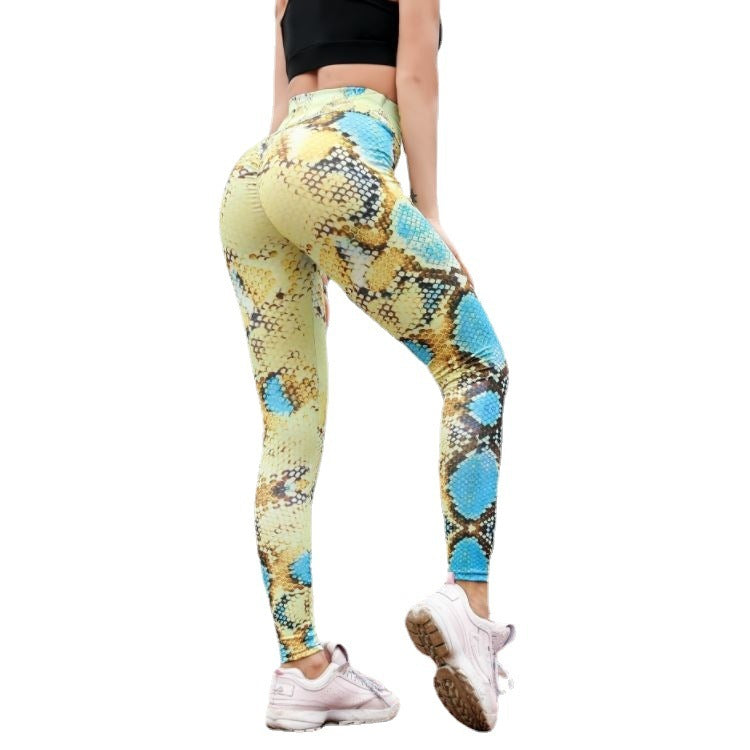 Pantalones de yoga ajustados de cintura alta con estampado de serpiente para mujer