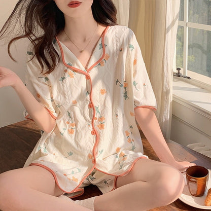 Conjunto de pijama informal de manga corta y pantalones cortos para mujer