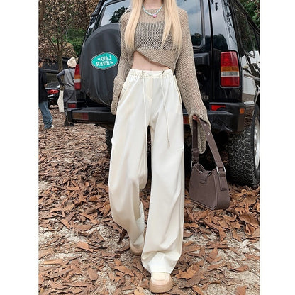 Women Fashion Casual Elastic Waist Drawstring Loose Pants
