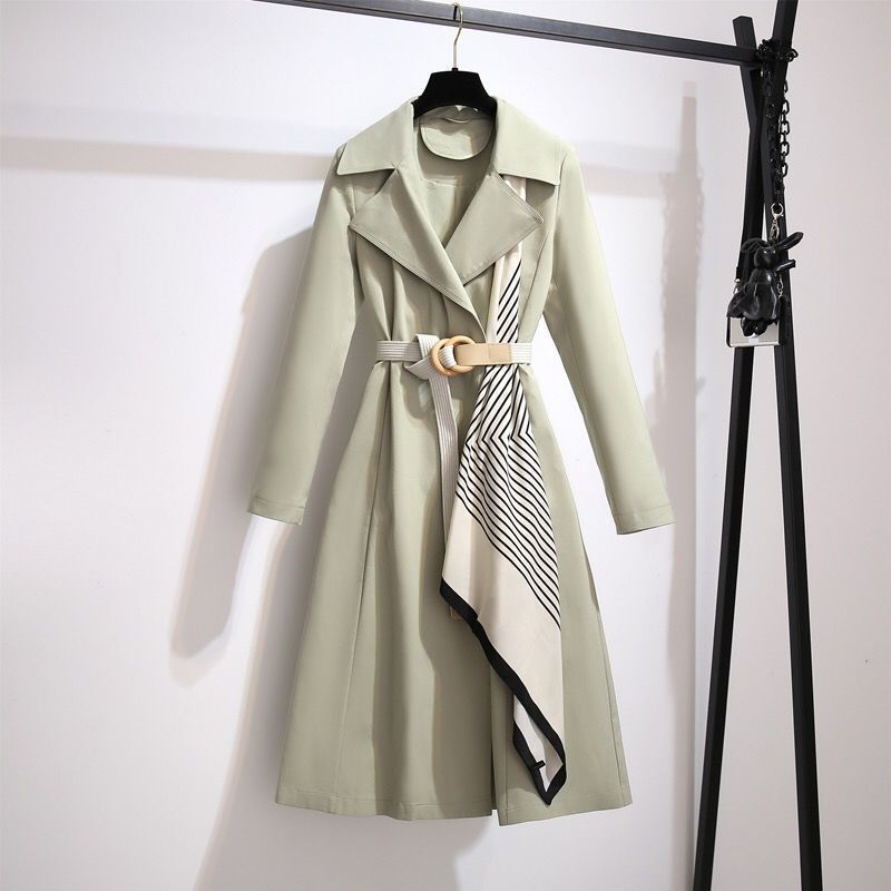 Gabardina de manga larga ajustada, elegante, informal, de color liso para mujer