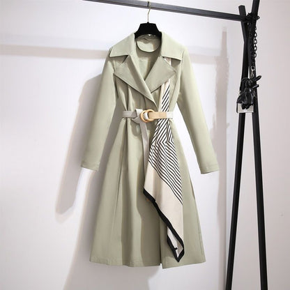 Gabardina de manga larga ajustada, elegante, informal, de color liso para mujer