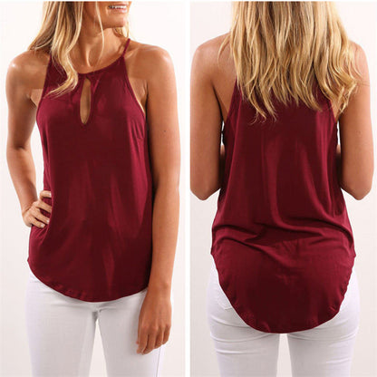 Women Basic Casual Fashion Solid Color Round Neck Tank Top