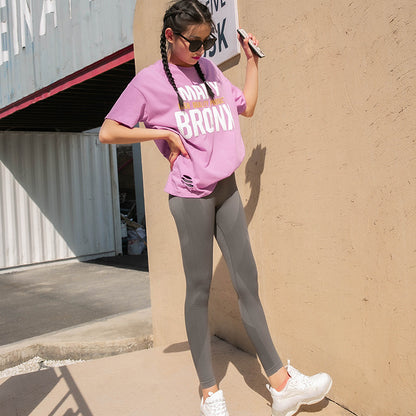 Pantalones deportivos ajustados de cintura alta para mujer, informales, de secado rápido y ajustados, de nueve minutos