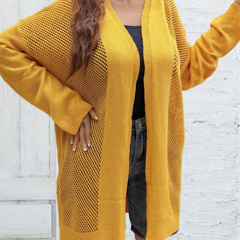 Chaqueta de manga larga tipo cárdigan de punto informal a la moda para mujer