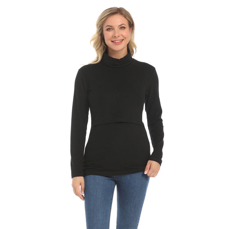Top de lactancia de manga larga ajustado, elástico, cálido e informal para mujer, moda de otoño e invierno