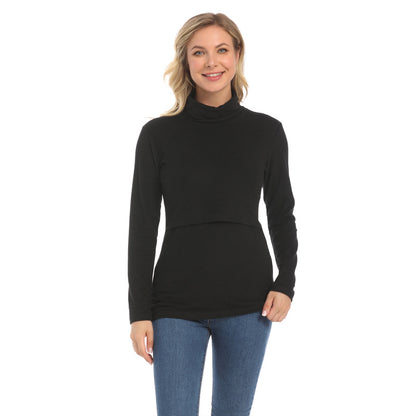 Top de lactancia de manga larga ajustado, elástico, cálido e informal para mujer, moda de otoño e invierno