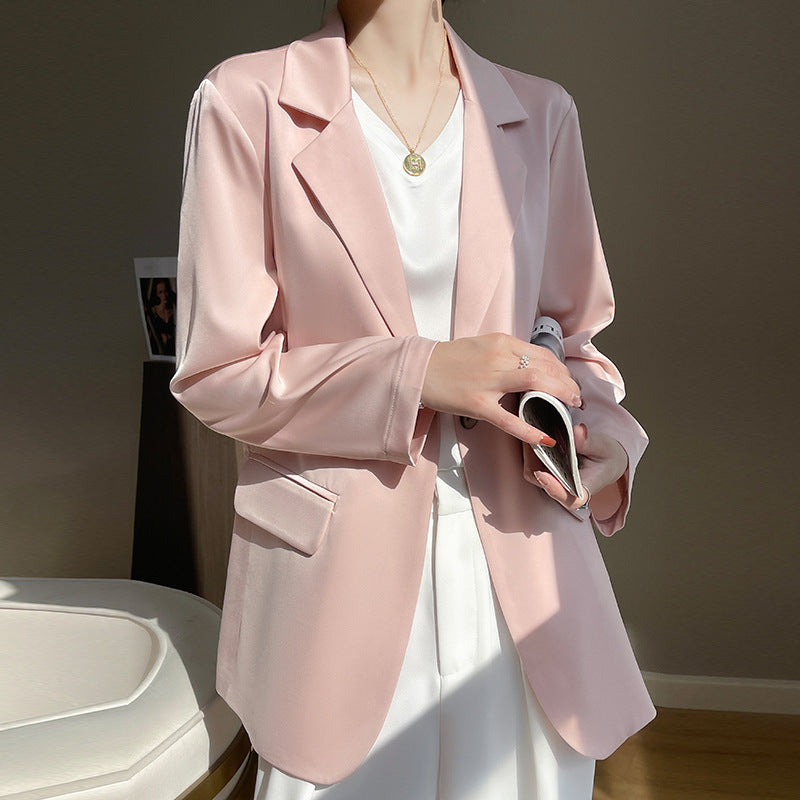 Blazer informal de manga larga para mujer, color liso, a la moda