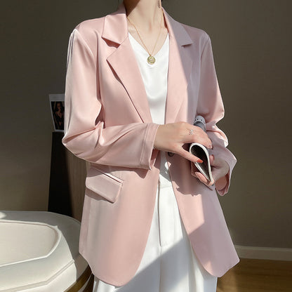 Blazer informal de manga larga para mujer, color liso, a la moda