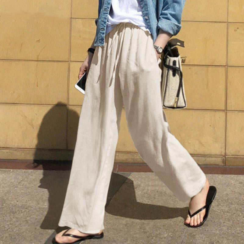 Women'S Fashion Casual High Waist Solid Color Loose Pants