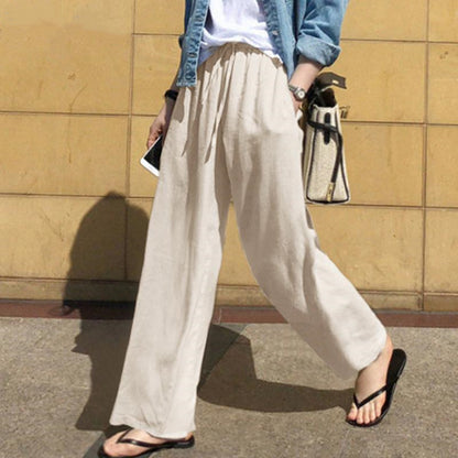 Women'S Fashion Casual High Waist Solid Color Loose Pants
