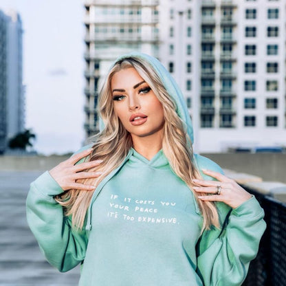 Sudadera con capucha informal con bolsillo y estampado de eslogan y letras para mujer