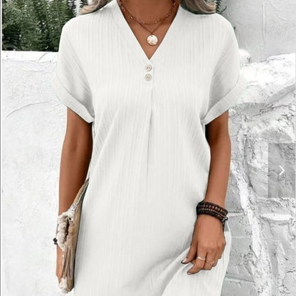 Women Casual V-Neck Solid Color Dress
