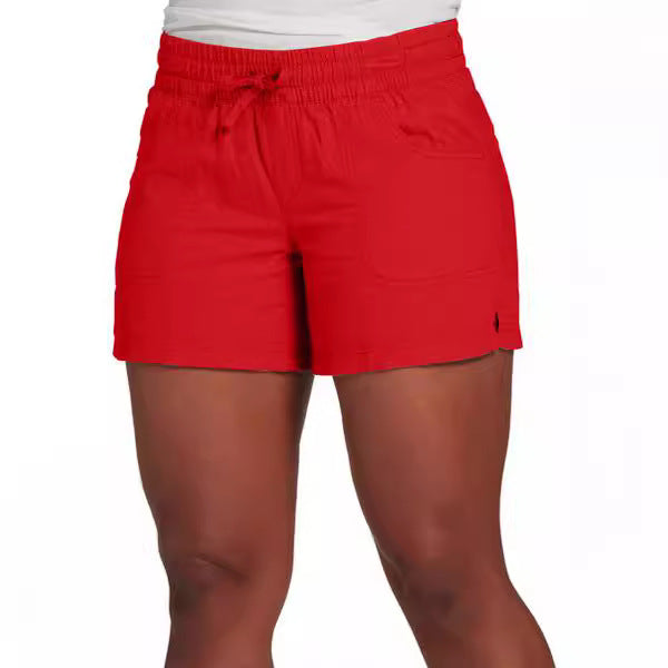 Women Casual Solid Color Plus Size High Waist Pocket Shorts