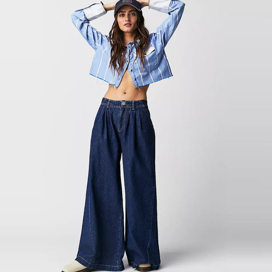 Women Fashion Casual Wide Leg Jeans