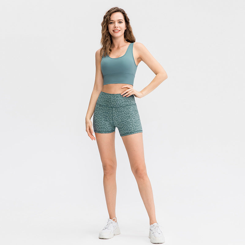 Women'S Casual Nude Printed High-Elastic Tight-Fitting Sports Quick-Drying Fitness 3-Point Biker Shorts