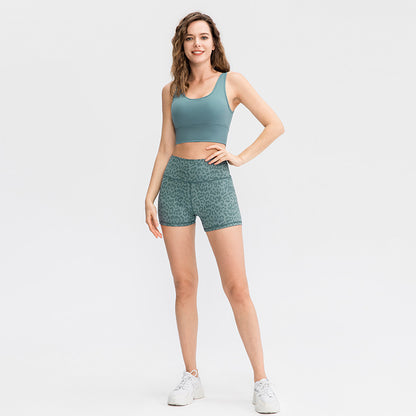 Women'S Casual Nude Printed High-Elastic Tight-Fitting Sports Quick-Drying Fitness 3-Point Biker Shorts
