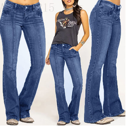 Vaqueros casuales de tiro bajo a la moda para mujer