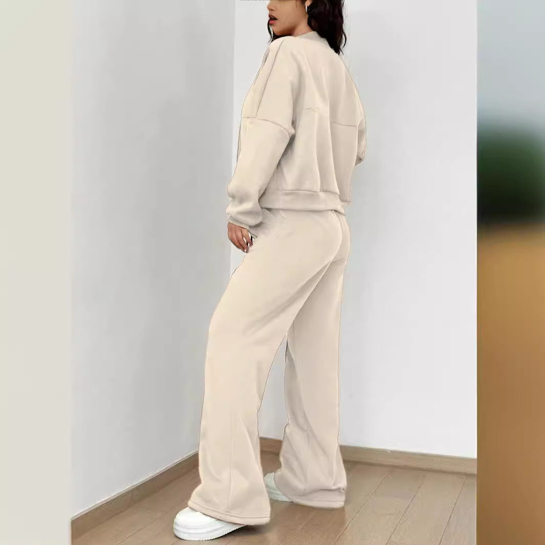 Conjunto informal de dos piezas con top y pantalón con cremallera para mujer