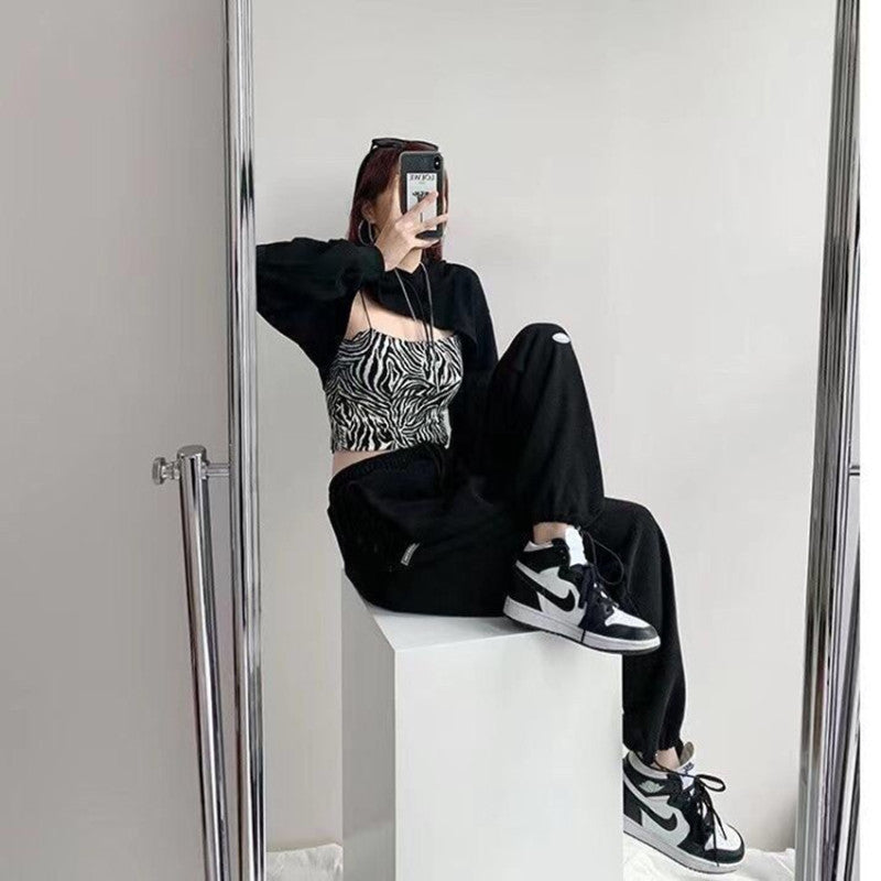 Women Athleisure Letters Print Loose Casual High Waist Straight Jogger Pants