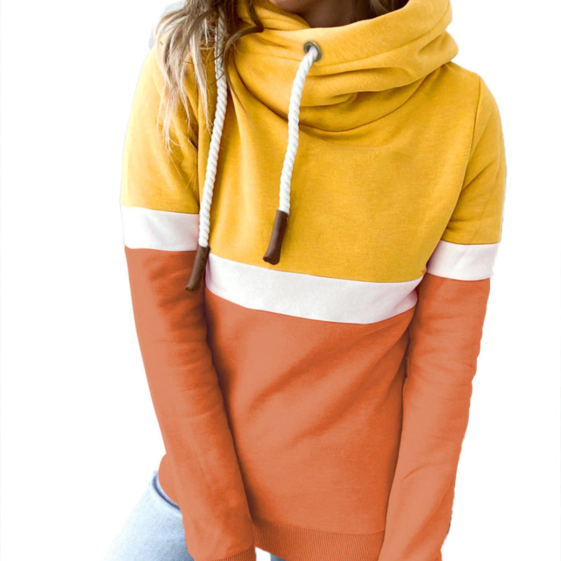 Sudadera con capucha informal de manga larga con contraste de color para mujer, otoño e invierno