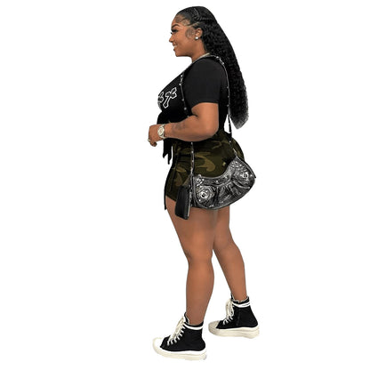 Women Fashion Casual Camouflage Pocket Shorts