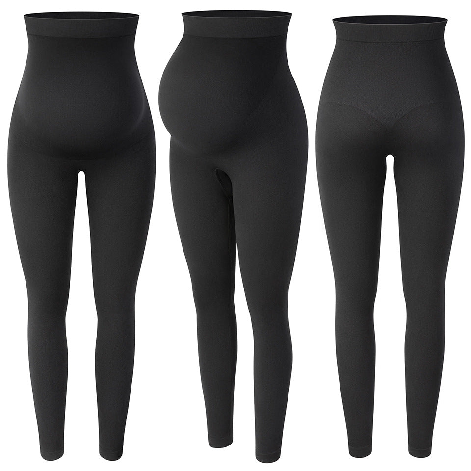 Pregnant Women Casual Solid Color High Elastic Seamless Yoga Leggings