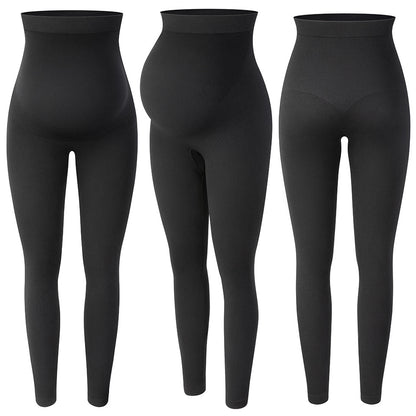 Pregnant Women Casual Solid Color High Elastic Seamless Yoga Leggings