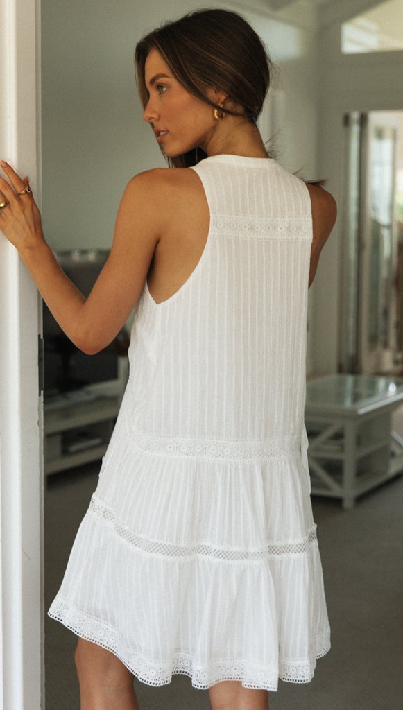 Women Casual Summer Vacation Solid Color Sleeveless Loose Swing Dress