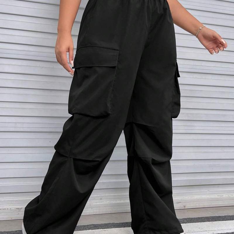 Pantalones cargo casuales de color sólido de talla grande para mujer