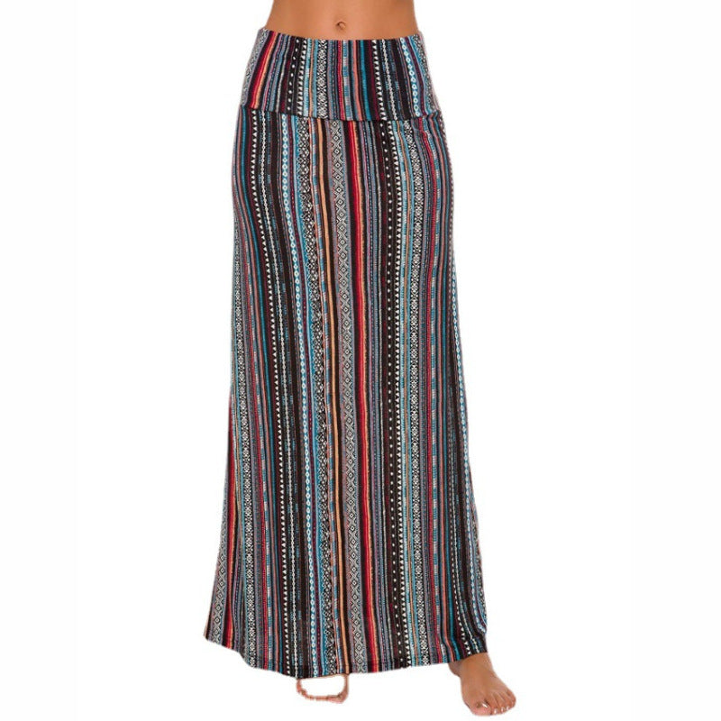 Women Casual Fashion Leopard Print Maxi Skirt