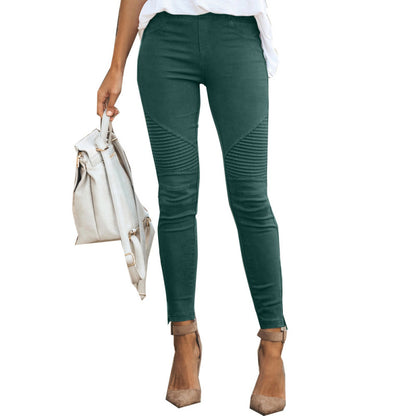 Women Casual Plus Size Solid Color Autumn Spring Skinny Pants