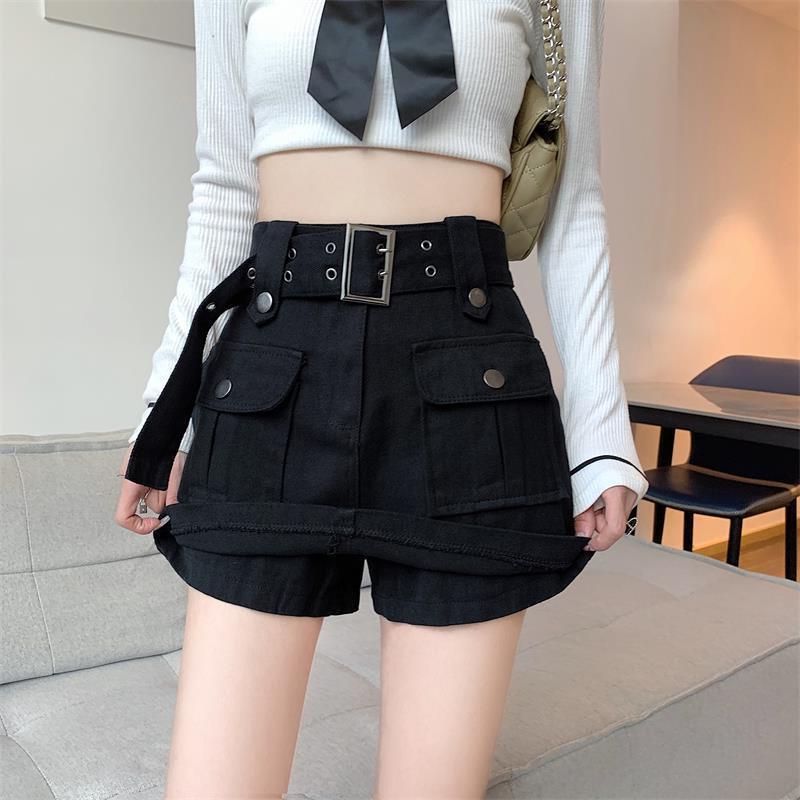 Women'S Fashion Casual Solid Color High Waist Denim Culottes