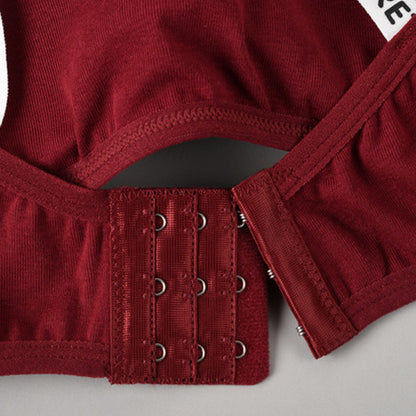 Women Basic Casual Letter Printing Color Blocking Breathable Bra