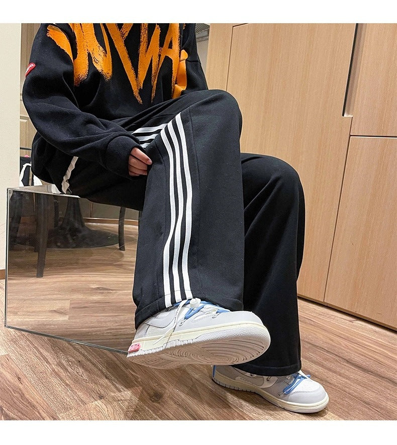 Women Fashion Casual Color Blocking Stripe Pattern Eide Leg Athleisure Sweatpants