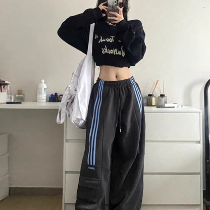 Plus Size Women Winter Thickened Casual High Waist Straight Cargo Pants
