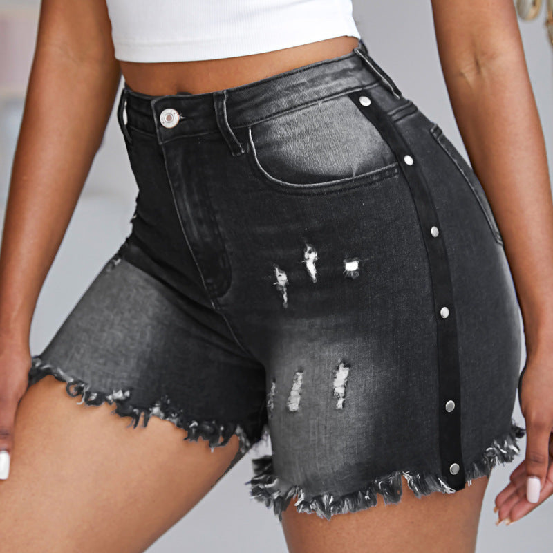 Women Fashion Casual Ripped Denim Shorts