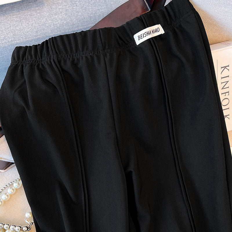 Women Fashion Casual Plus Size Solid Color Straight Pants