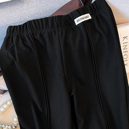 Women Fashion Casual Plus Size Solid Color Straight Pants
